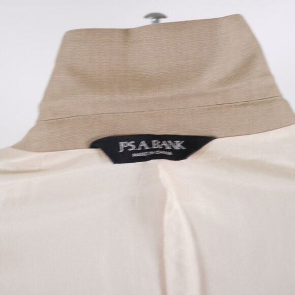 Jos A Bank Wool Silk Ramie Woven Wool Tan 2 Button Blazer 40R Tagged 41R - Picture 12 of 13